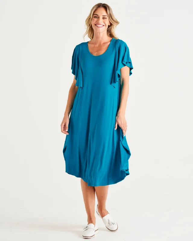 Betty Basics Tahiti Frill Dress Lagoon