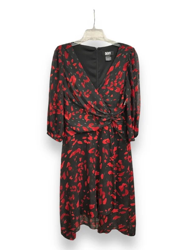 Dress Casual Midi By Dkny In Red, Size: L