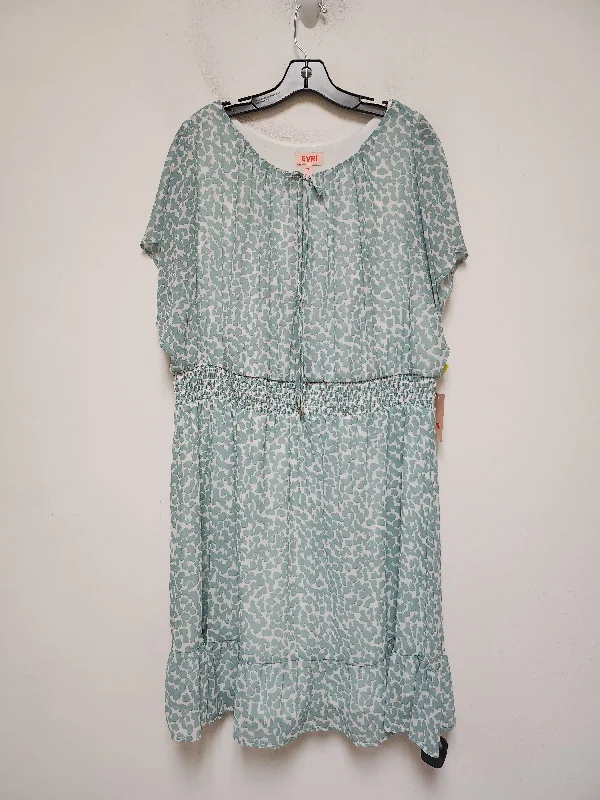 Dress Casual Midi By Evri In Green & White, Size: 2x