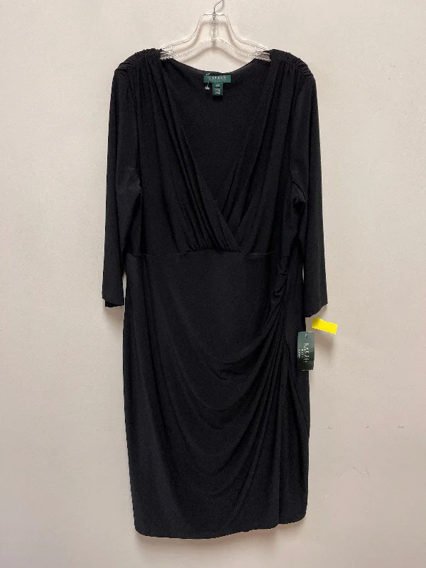 Dress Casual Midi By Lauren By Ralph Lauren In Black, Size: 2x