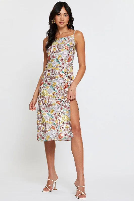 Print Midi Dress Sleeveless