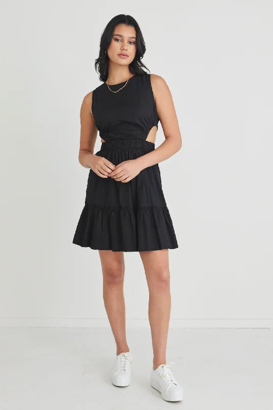 Upward Black Sleeveless Cut Out Mini Dress