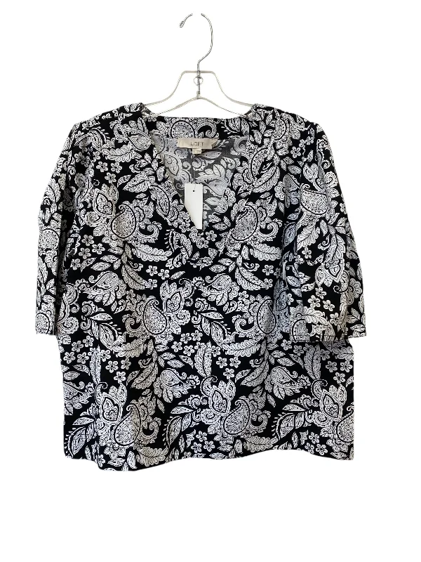 Top Short Sleeve By Loft In Black & White, Size: S