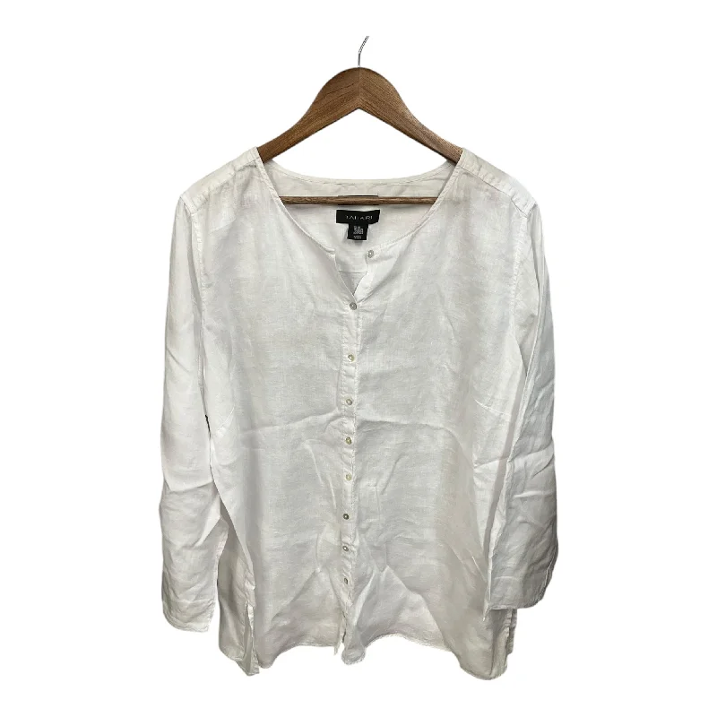 Blouse Long Sleeve By Tahari By Arthur Levine In White, Size: 2x