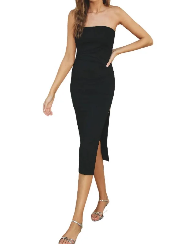 Bodycon High Slit Dress In Black