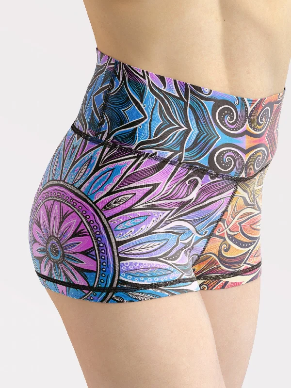 Sun & Moon-Ray Mandala Yoga Shorts