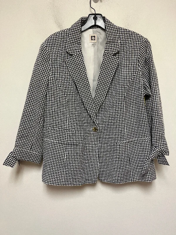 Blazer By Anne Klein In Checkered Pattern, Size: L