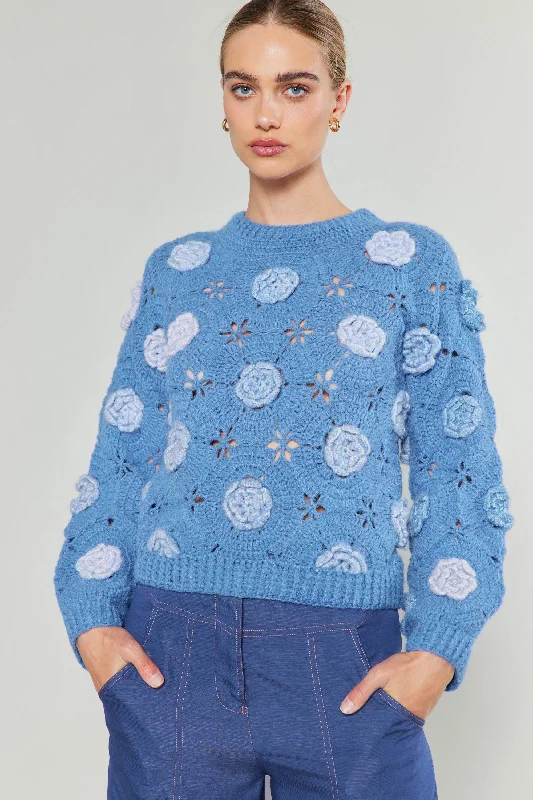 3D Floral Crochet Sweater