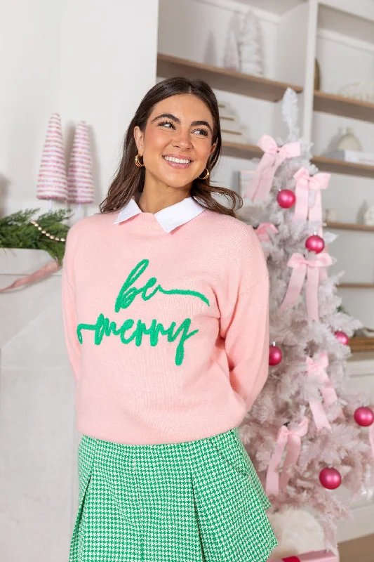 Be Merry Pink And Green Sweater