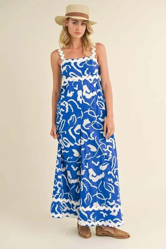 Summer Trends Blue Print Jumpsuit