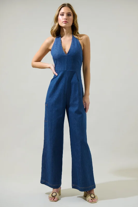 Delia Denim Nixi Halter Neck Jumpsuit