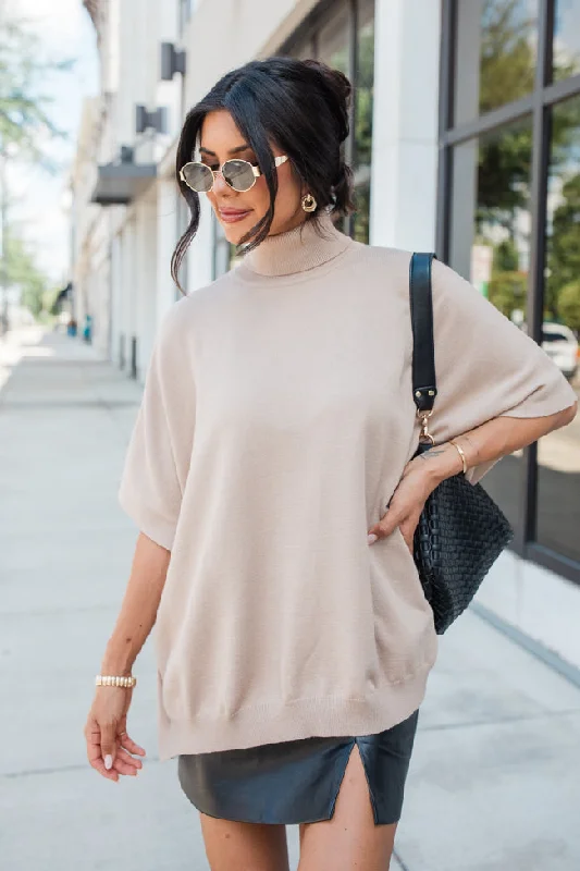 In The Mix Tan Sweater Poncho