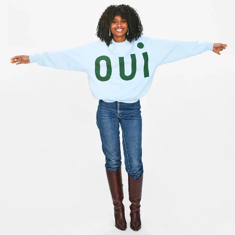 "Oui" Oversized Sweatshirt (Sky Blue)