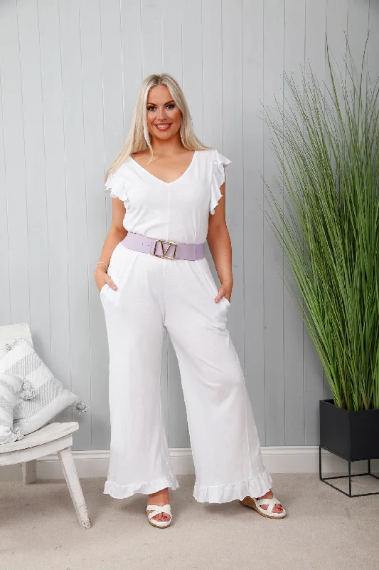 Rosalie Ruffle Jumpsuit White