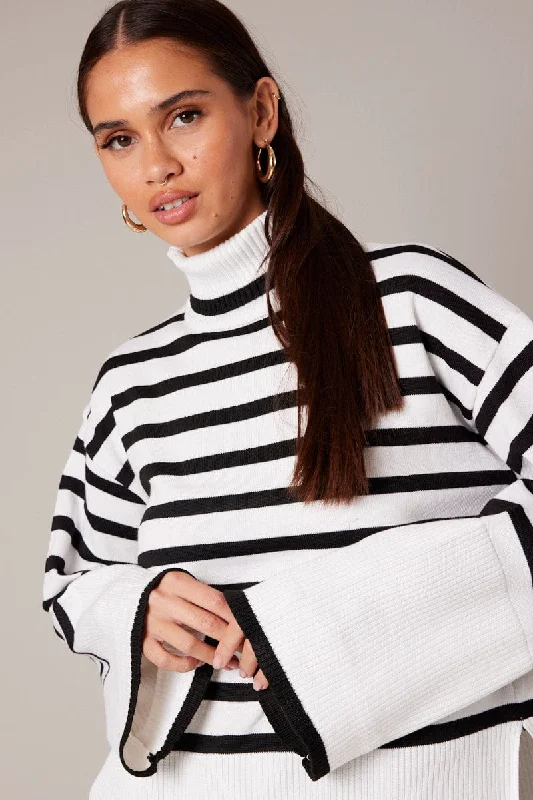 White Stripe Knit Jumper