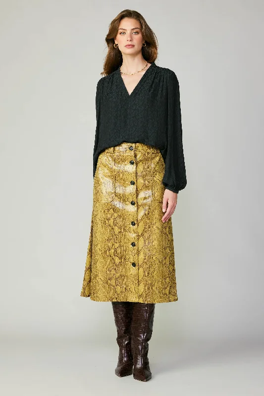 Snake Print Midi Skirt