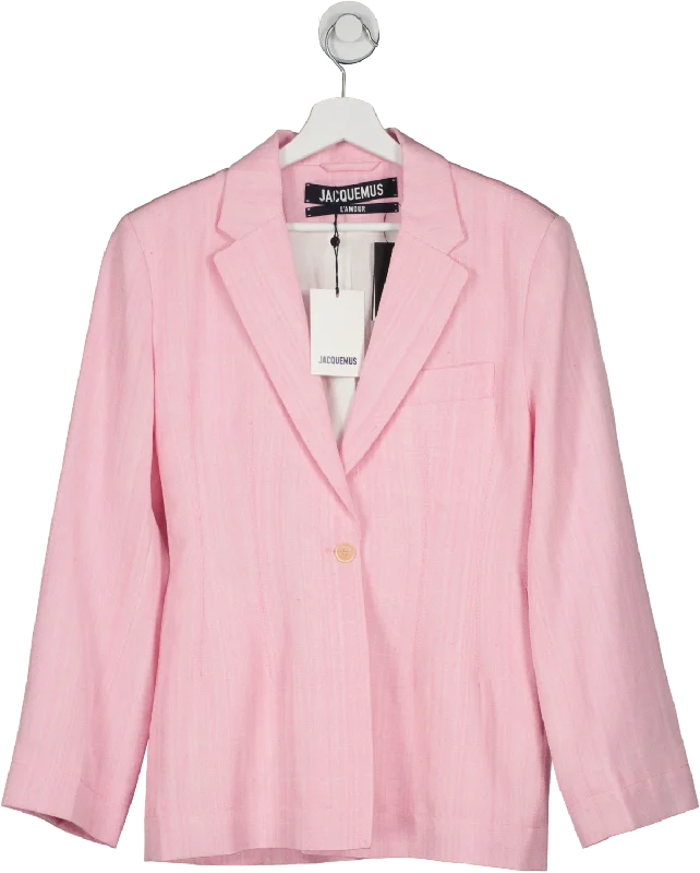 JACQUEMUS L’Amour Single Breasted Light Pink Blazer UK 10