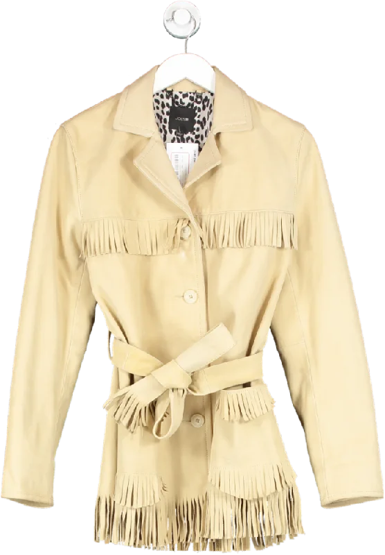 Joe's Jeans Beige Suede Fringe Belted Jacket UK S