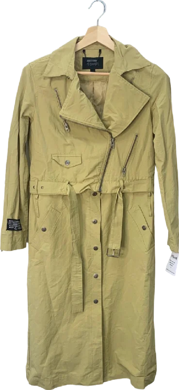 Ksubi Khaki Incognito Biker Trench Coat UK XS